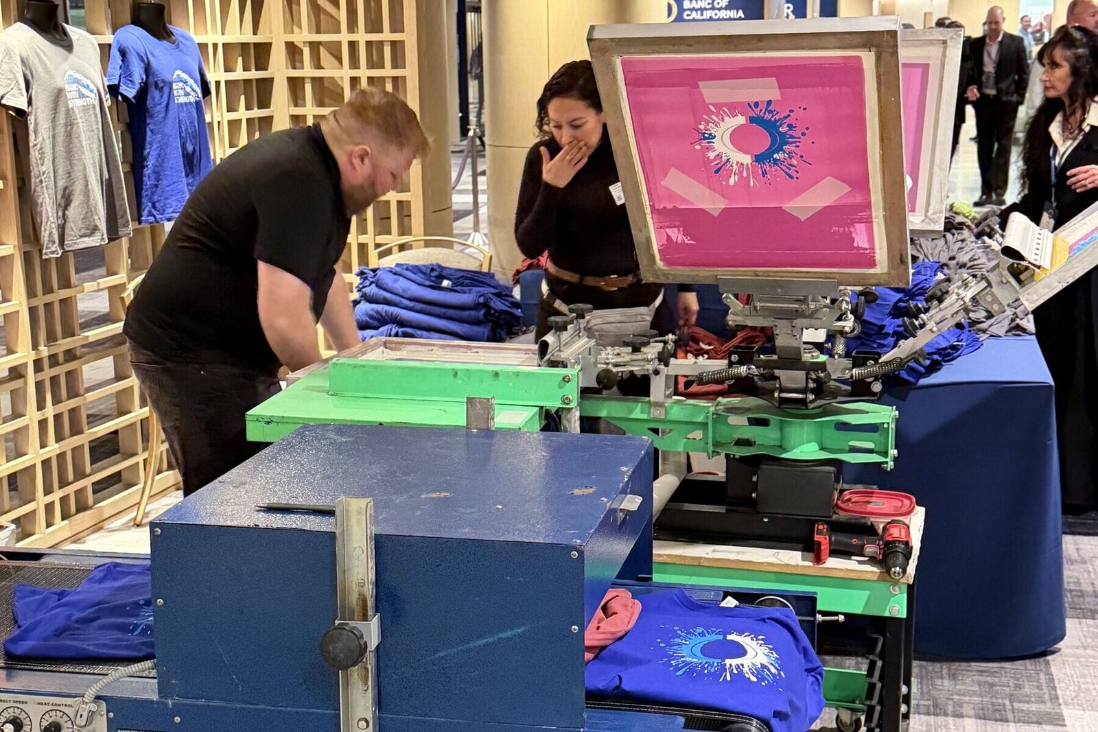 Full-color DTF transfer being produced for event apparel